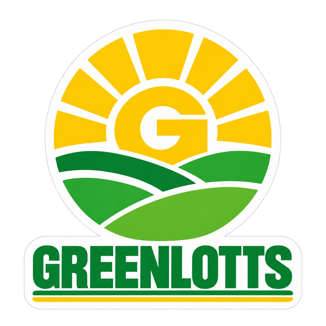 Green Lotts — yellow sunrise and green lawn logo
